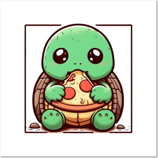 Pizza-Loving Baby Turtle Posters and Art